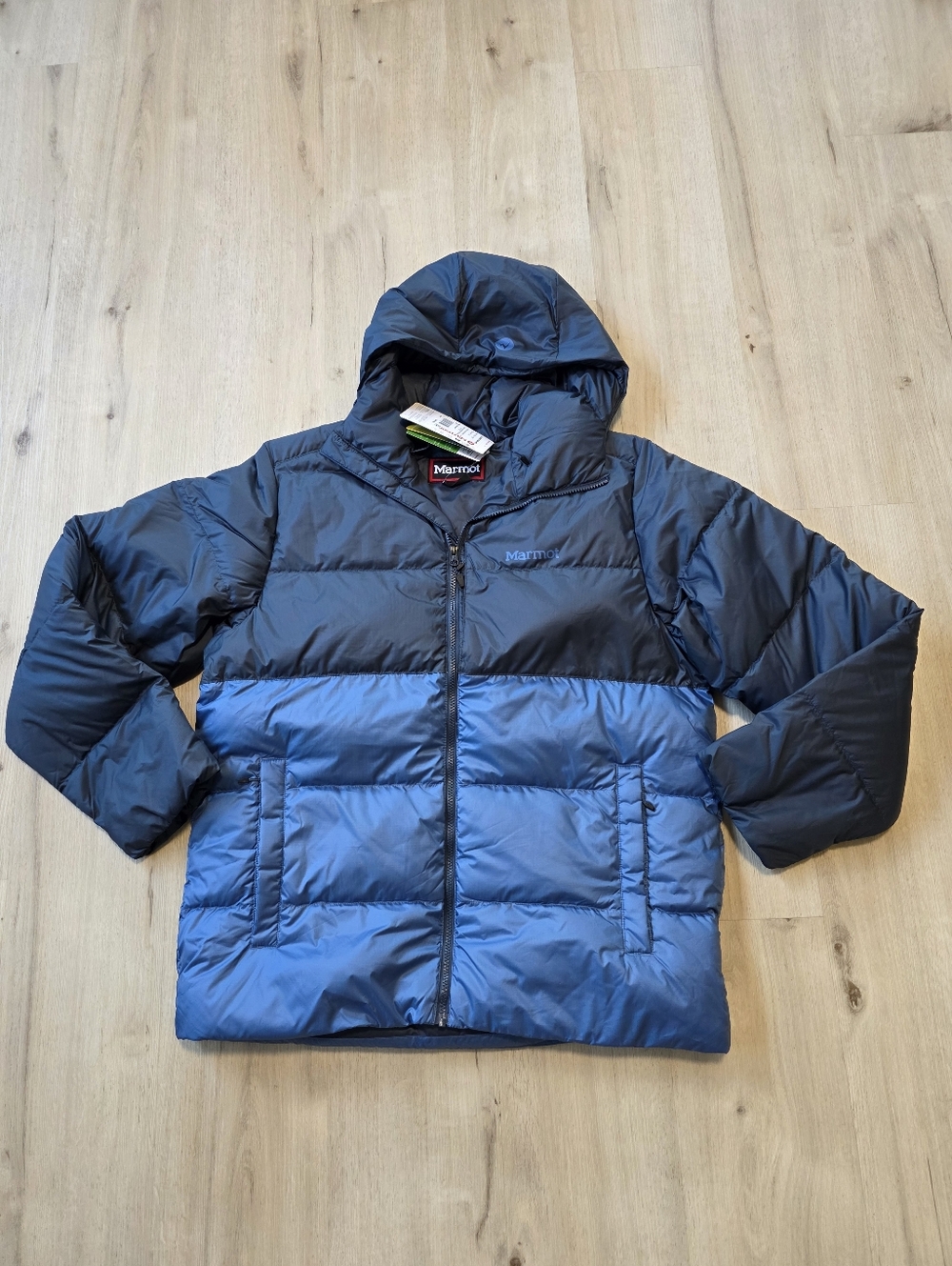 Marmot Men's Guides Down Hoody Water Resistant Puffer Jacket Size L Blue
